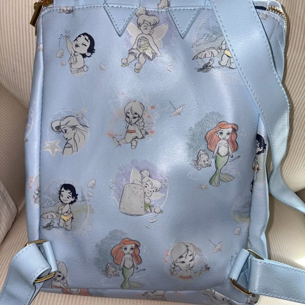 Disney Light Blue Tinker Bell & Disney Princesses Mini Backpack